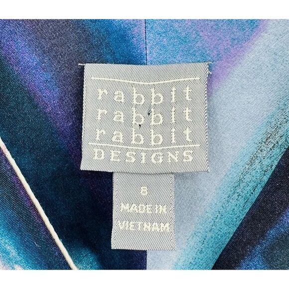 Rabbit Rabbit Rabbit Designs Bold Watercolor Striped Dress Size 8 V-Neck Stretch - Picture 5 of 11